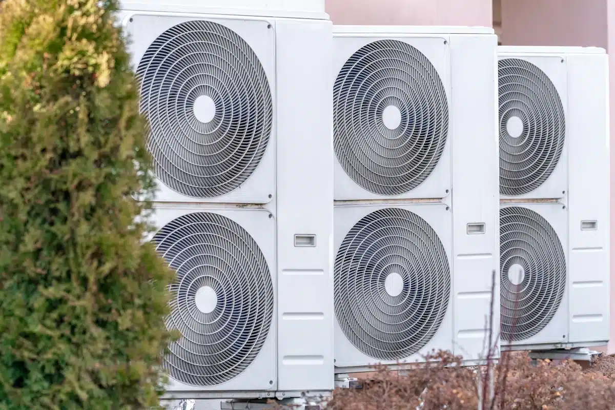 Several Heat Pumps Lined Up