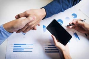 Business Handshake Two Men Demonstrating Their Agreement Sign Agreement Contract Their Firms Companies Enterprises Scaled 1